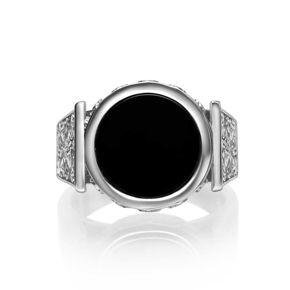 Handmade Unique Onyx Gemstone Silver Man Ring - Mashallah online Writes On